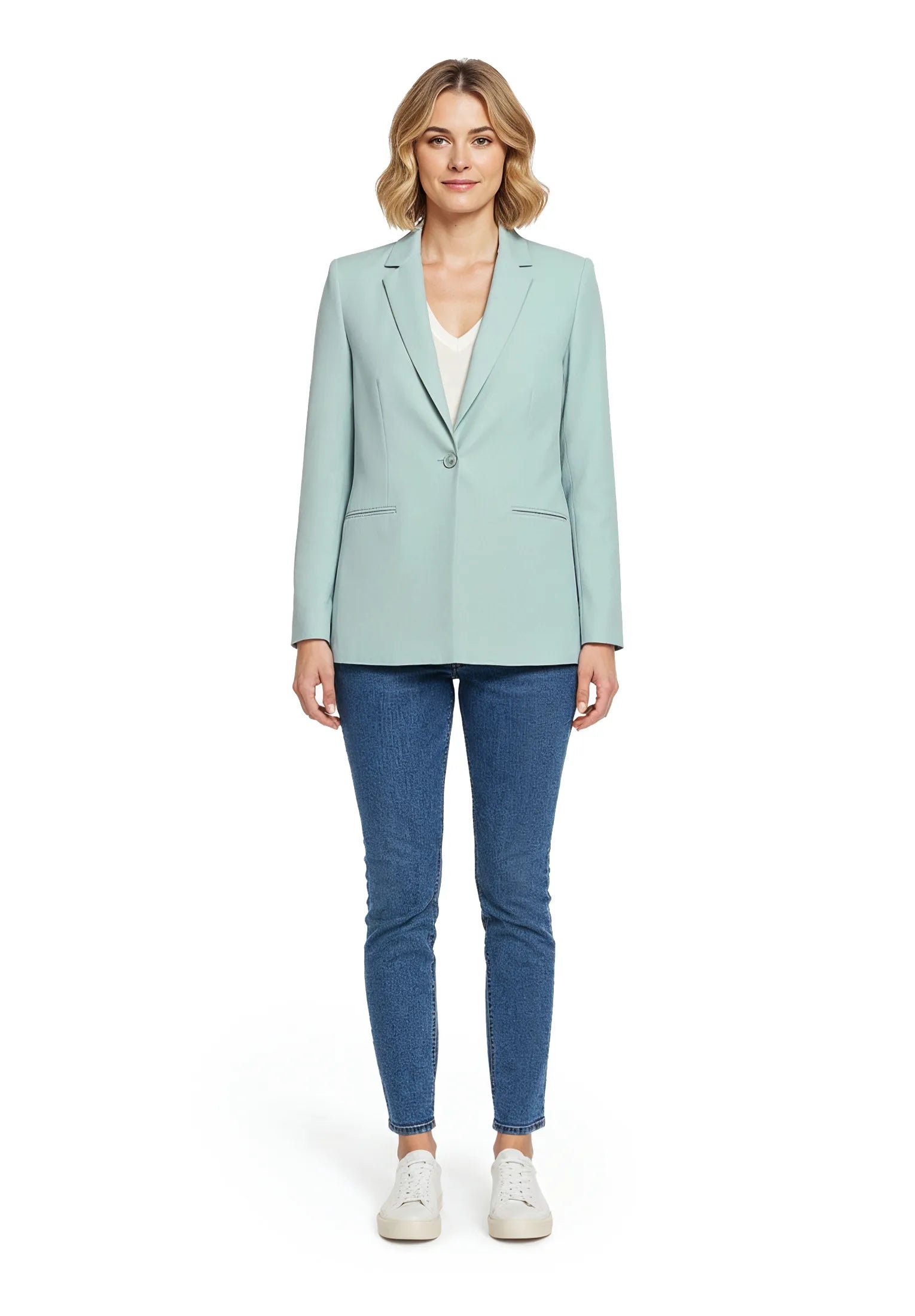 Betty Barclay Gray Mist Women Long Blazer with Lapel Collar SKU: 4724-1840_8270 Image 08