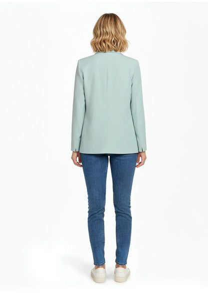 Betty Barclay Gray Mist Women Long Blazer with Lapel Collar SKU: 4724-1840_8270 Image 09