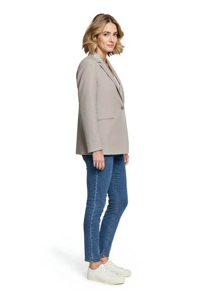 Betty Barclay Light Beige Women Long Blazer with Lapel Collar SKU: 4724-1840_9106 Image 01