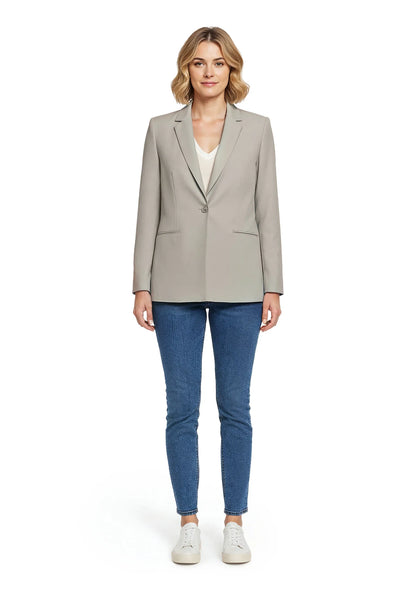 Betty Barclay Light Beige Women Long Blazer with Lapel Collar SKU: 4724-1840_9106 Image 08