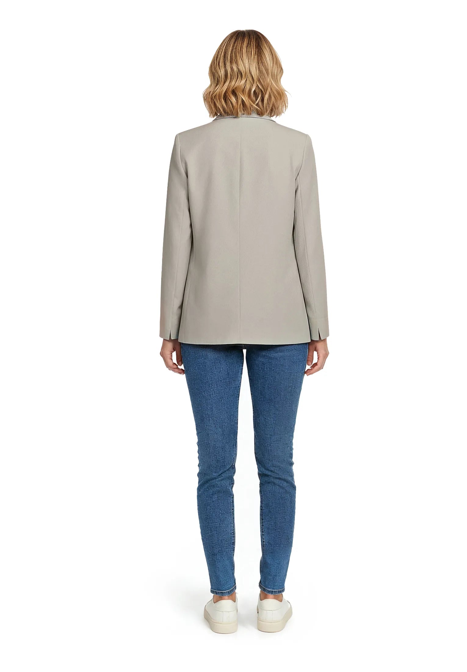 Betty Barclay Light Beige Women Long Blazer with Lapel Collar SKU: 4724-1840_9106 Image 09
