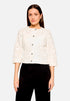 Betty Barclay Offwhite Women Denim Jacket with 3/4 Sleeves SKU: 4747-1942_1014 Image 01