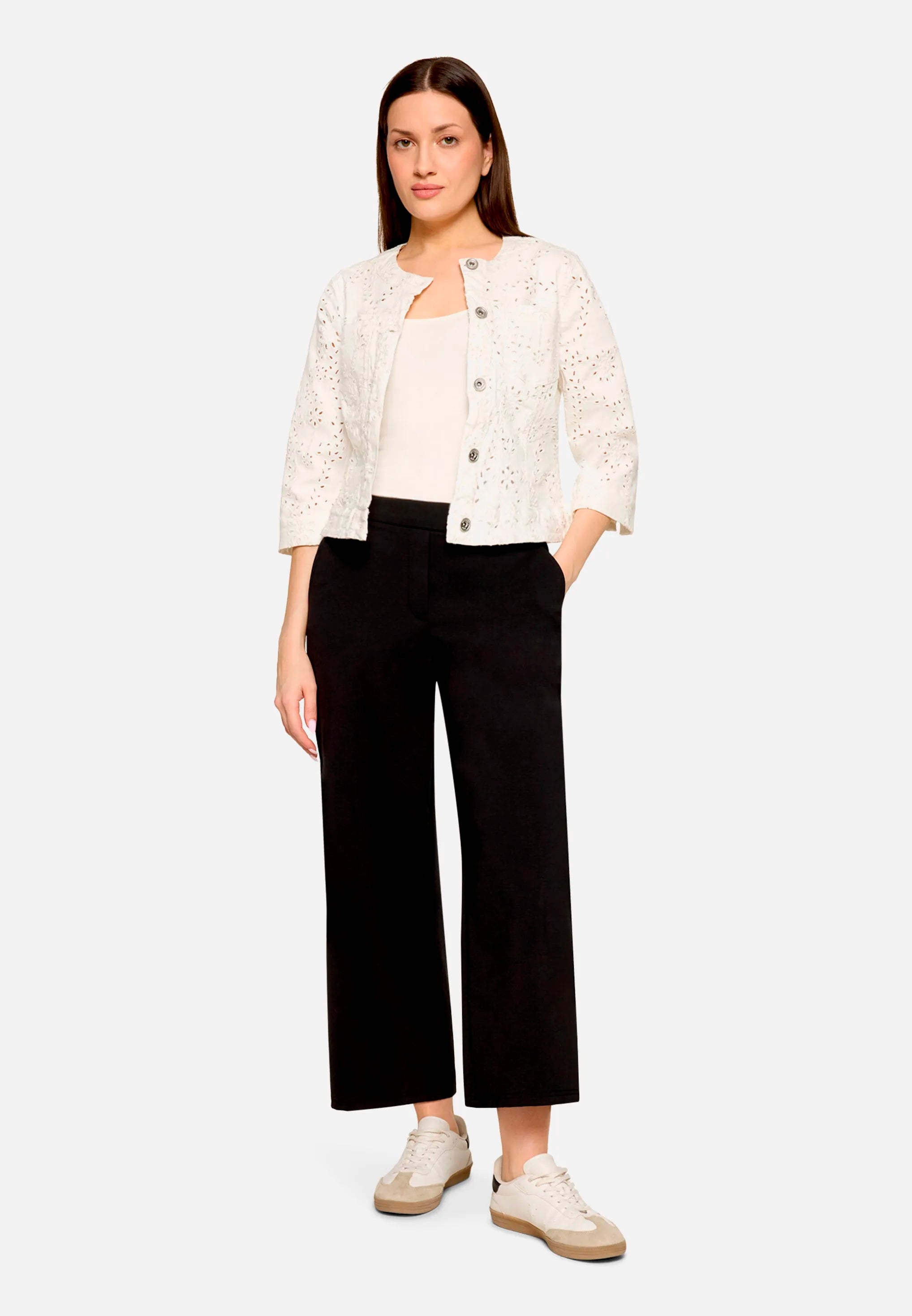 Betty Barclay Offwhite Women Denim Jacket with 3/4 Sleeves SKU: 4747-1942_1014 Image 02