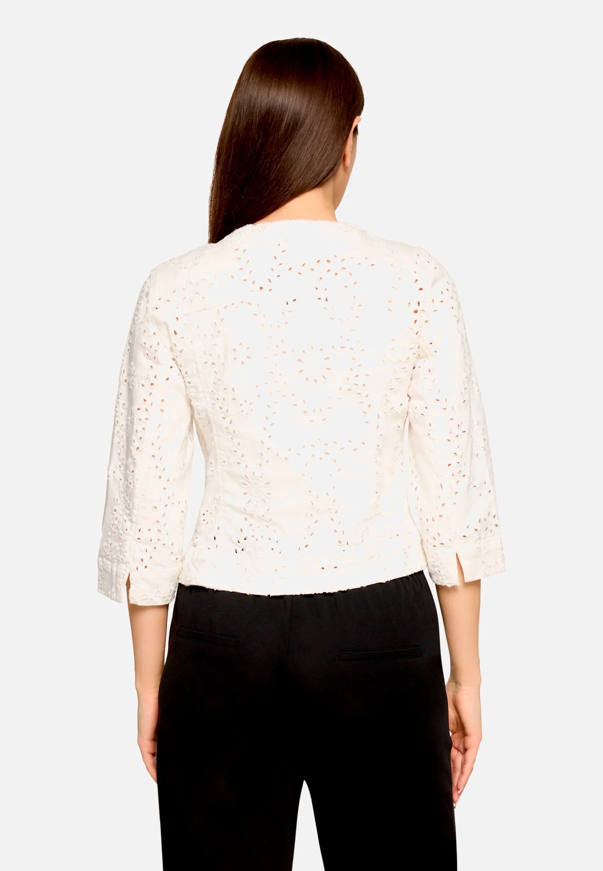Betty Barclay Offwhite Women Denim Jacket with 3/4 Sleeves SKU: 4747-1942_1014 Image 03