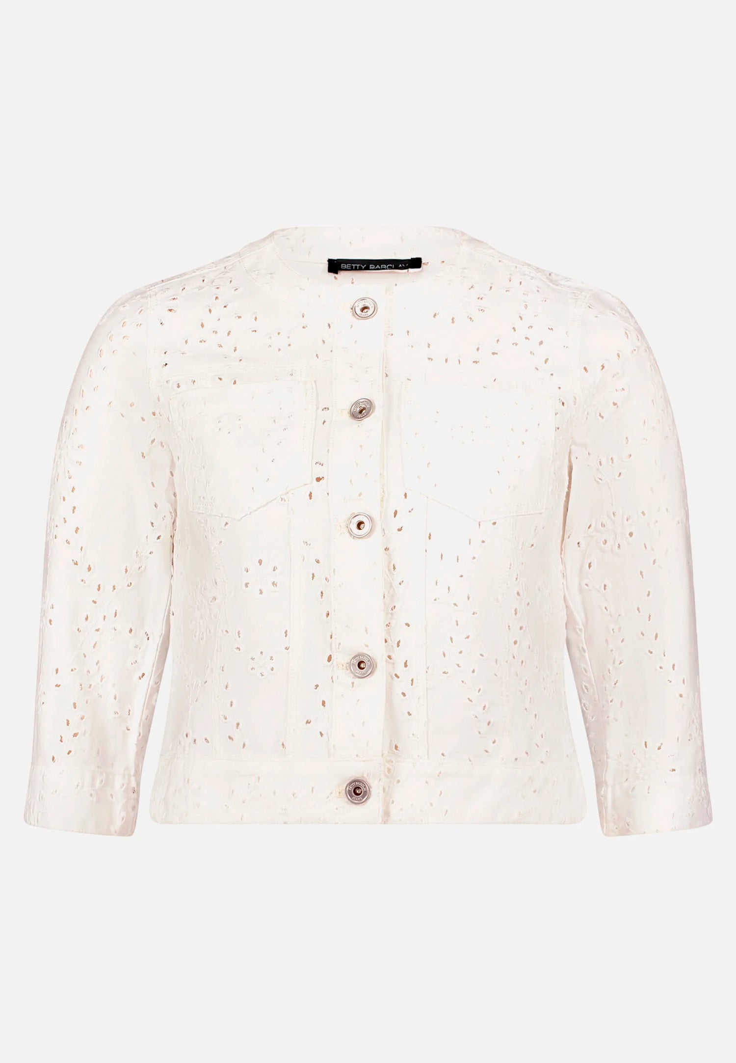 Betty Barclay Offwhite Women Denim Jacket with 3/4 Sleeves SKU: 4747-1942_1014 Image 04