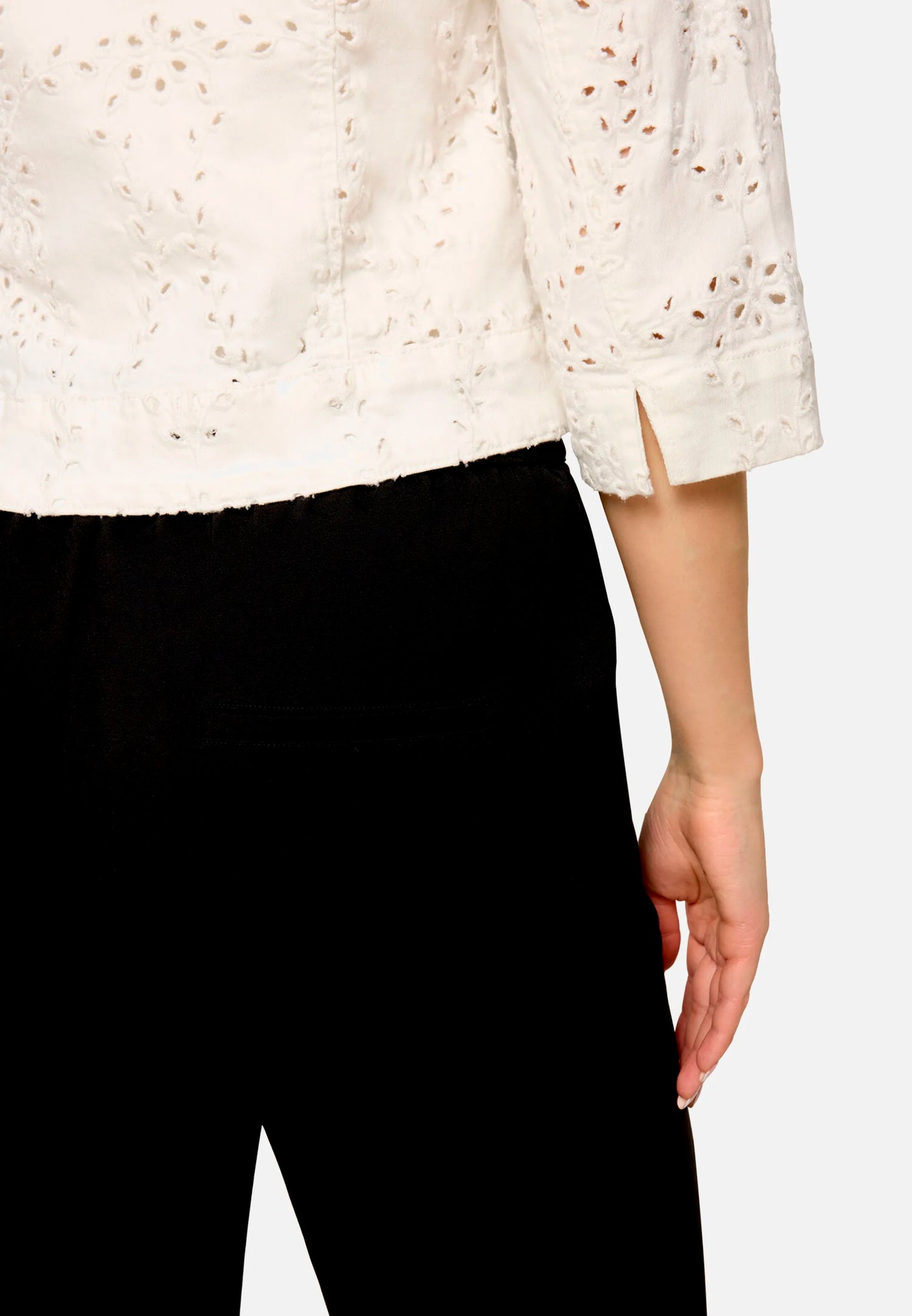 Betty Barclay Offwhite Women Denim Jacket with 3/4 Sleeves SKU: 4747-1942_1014 Image 06