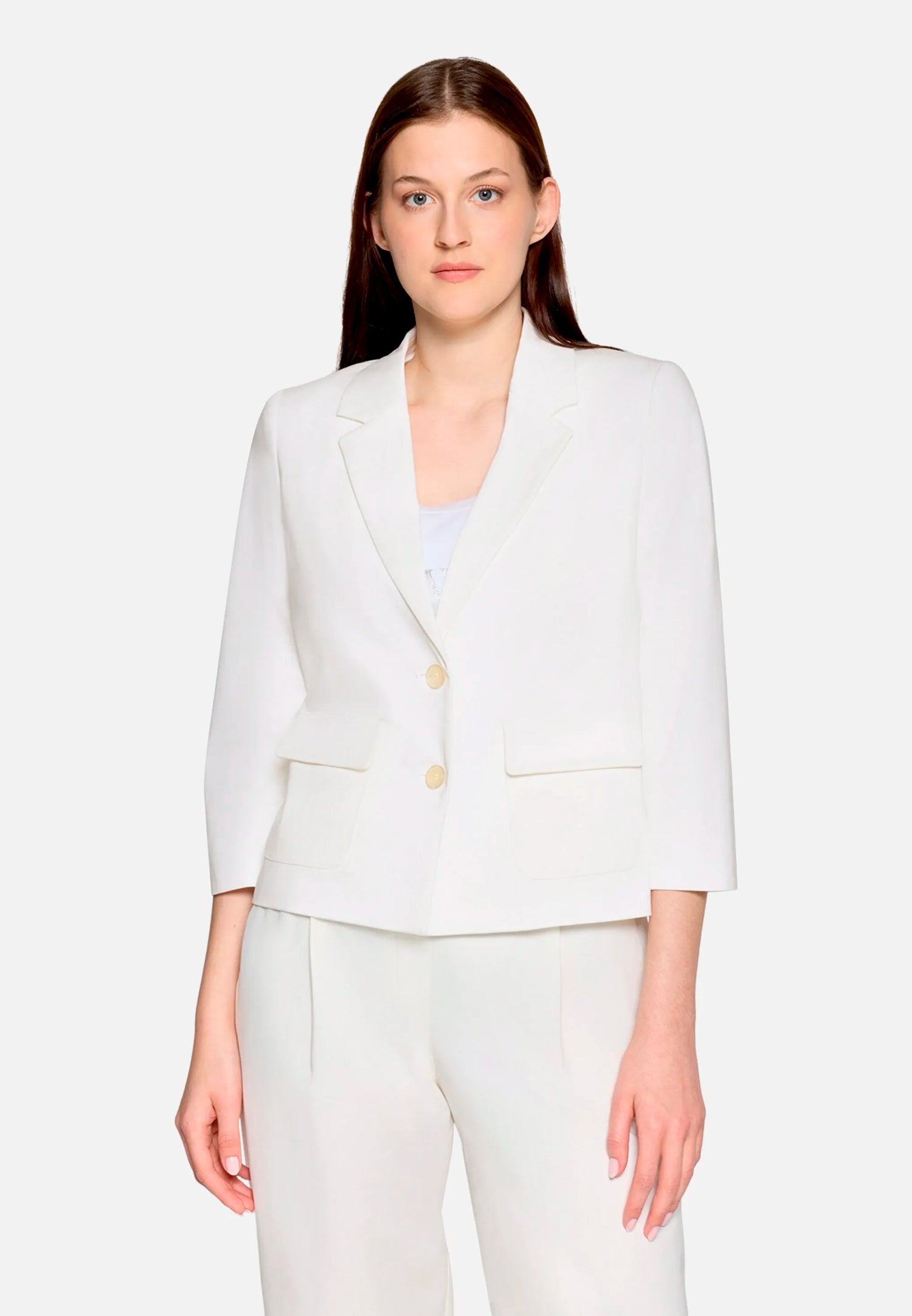 Betty Barclay Offwhite Women Blazer Jacket with 3/4 Sleeves SKU: 4752-1246_1014 Image 02