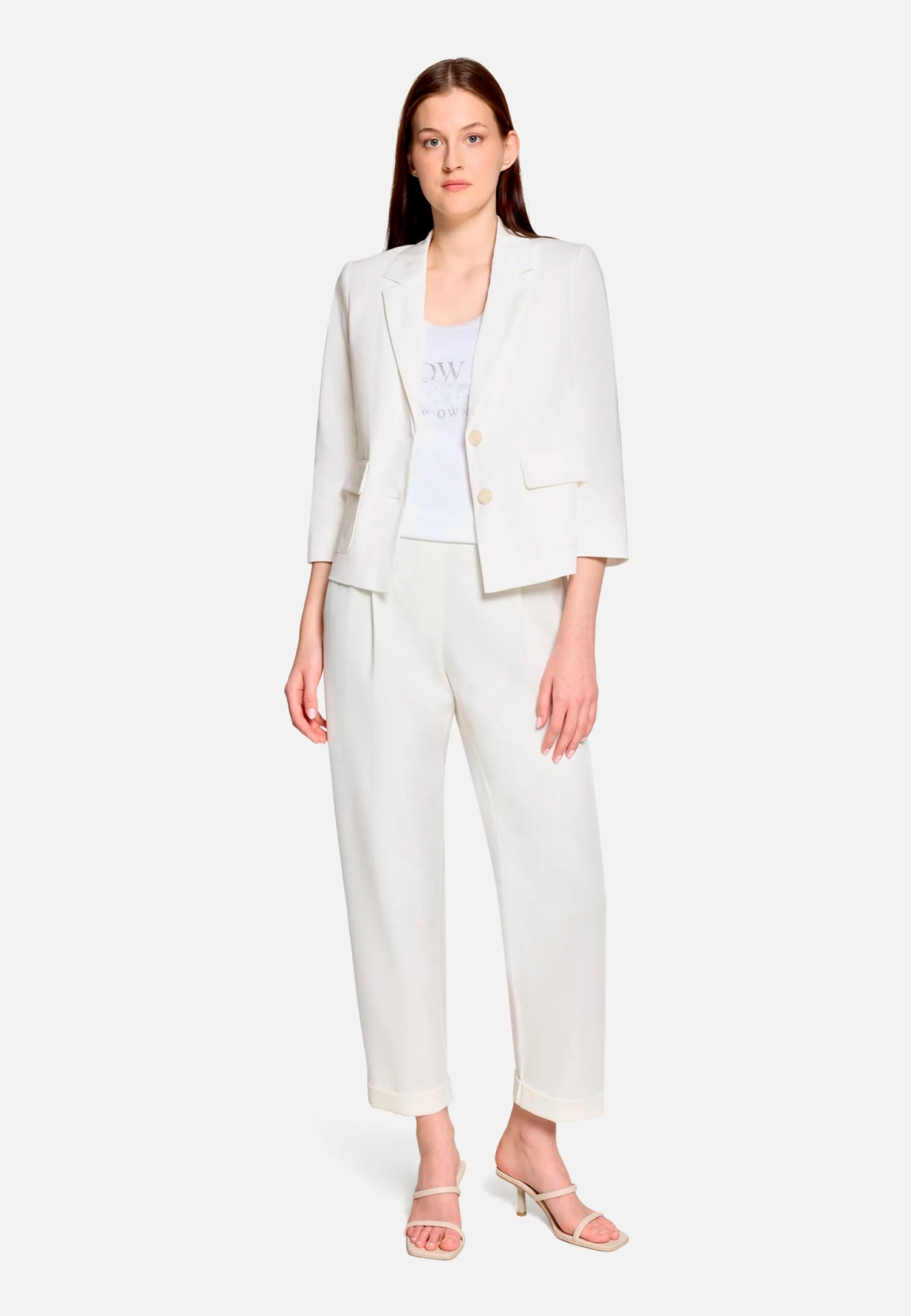 Betty Barclay Offwhite Women Blazer Jacket with 3/4 Sleeves SKU: 4752-1246_1014 Image 03