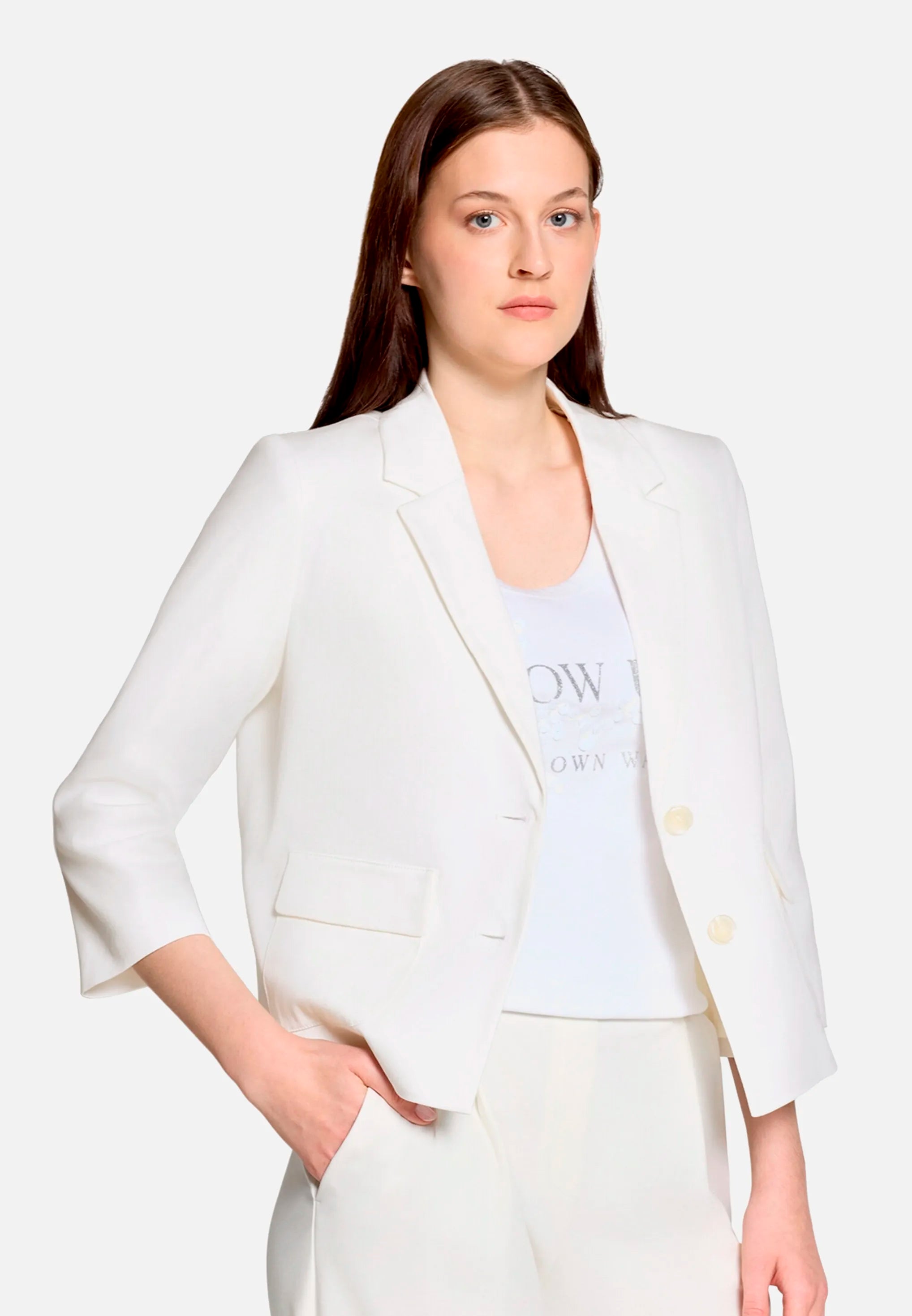Betty Barclay Offwhite Women Blazer Jacket with 3/4 Sleeves SKU: 4752-1246_1014 Image 08