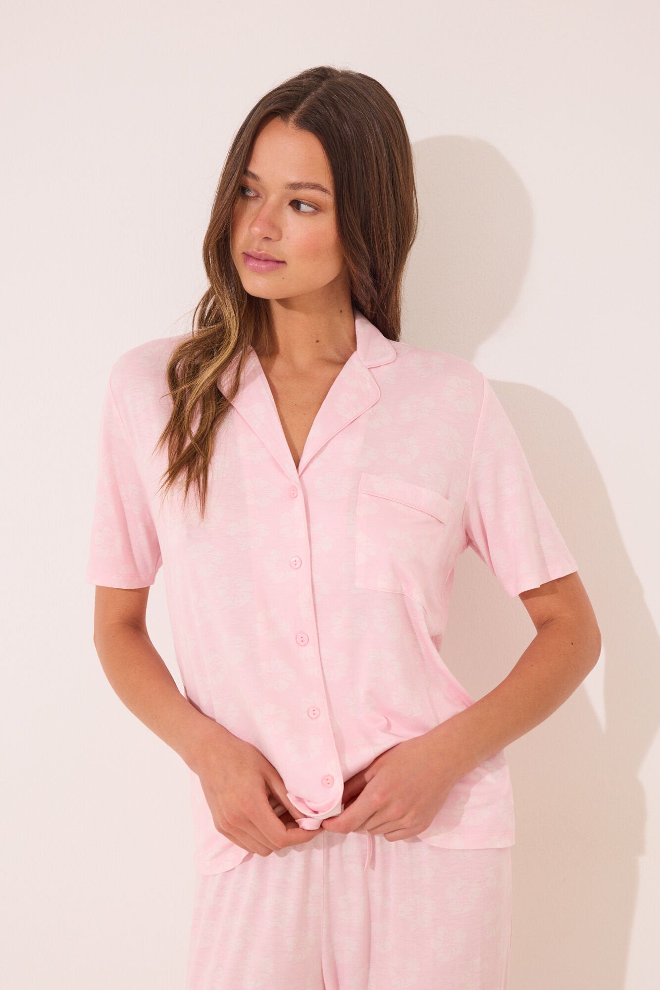 Women Secret_Pink Capri Viscose Classic Pyjamas_4752521_70_02
