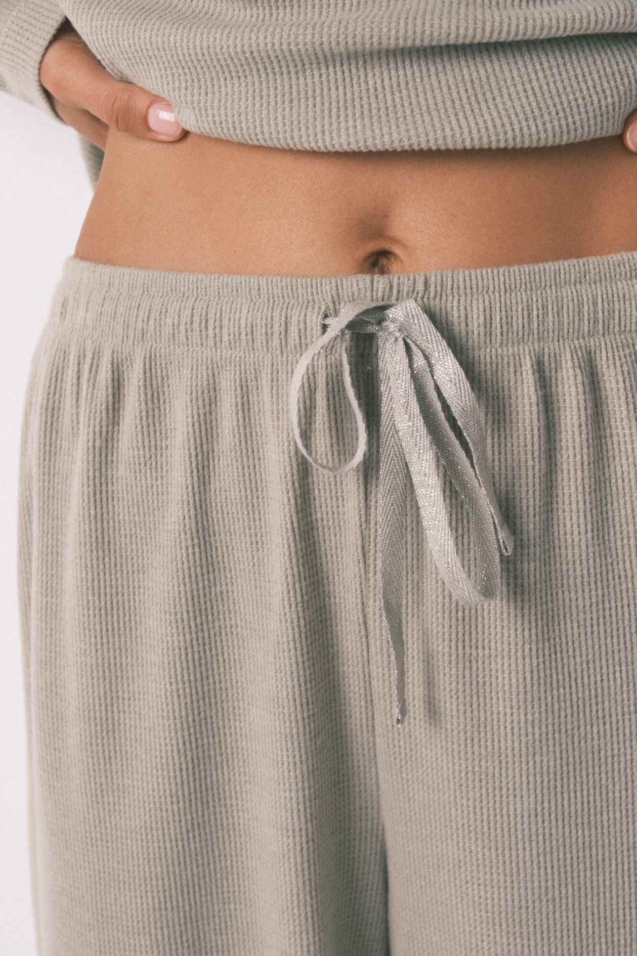 Women Secret_Medium Khaki_Long Green Waffle Texture Pajamas_4752532_92_04