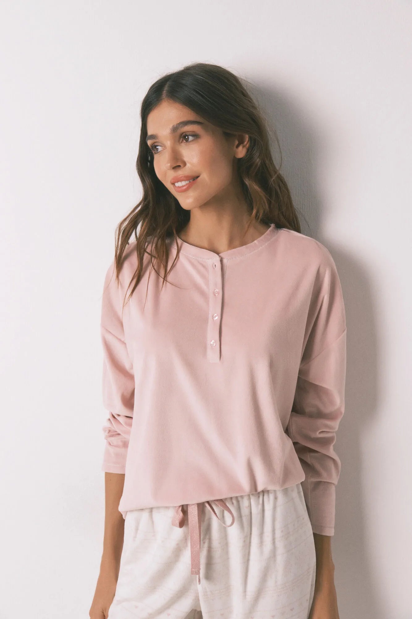 Women Secret_Pink_Soft Fleece Long Pyjamas with Pink Border Print_4752547_71_03