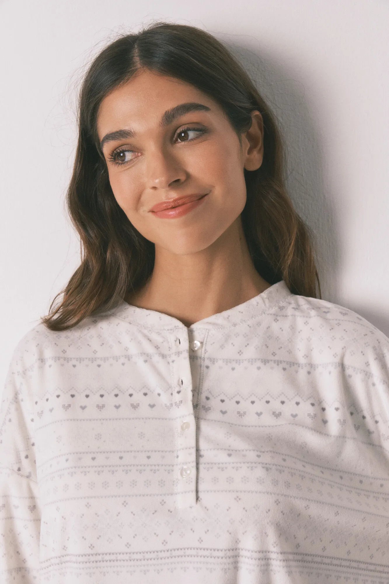 Women Secret_White Print_Soft Grey Fleece Long Pyjamas with Border Print_4752548_97_03