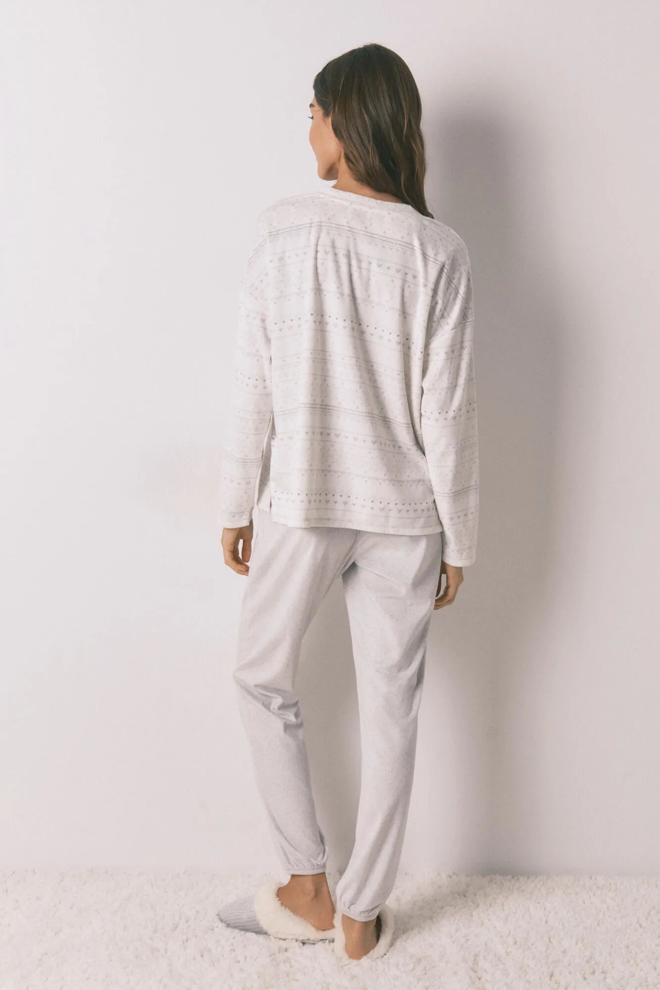 Women Secret_White Print_Soft Grey Fleece Long Pyjamas with Border Print_4752548_97_05