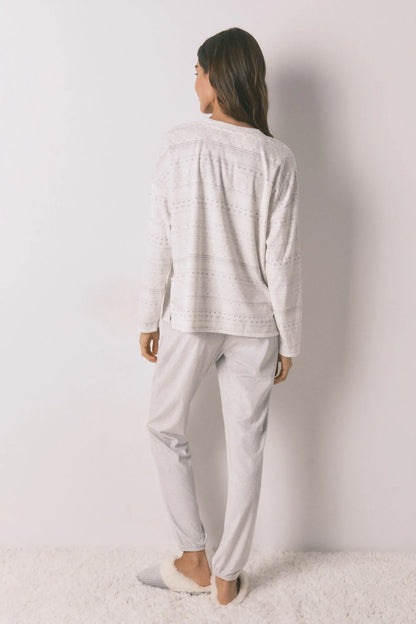 Women Secret_White Print_Soft Grey Fleece Long Pyjamas with Border Print_4752548_97_05