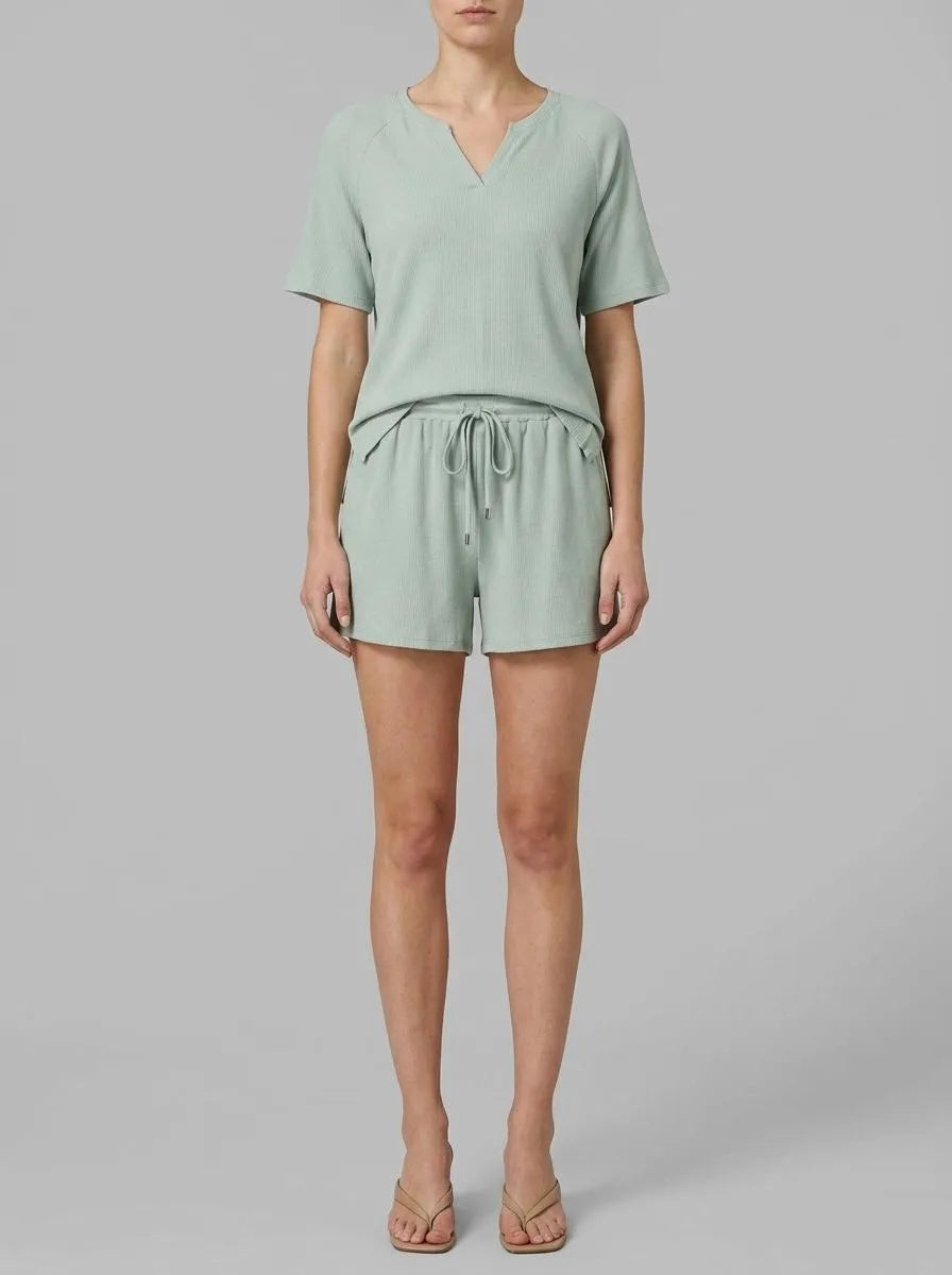 Women Secret Green Women Green Waffle Knit Short Pyjamas SKU: 4753106_21 Image 00