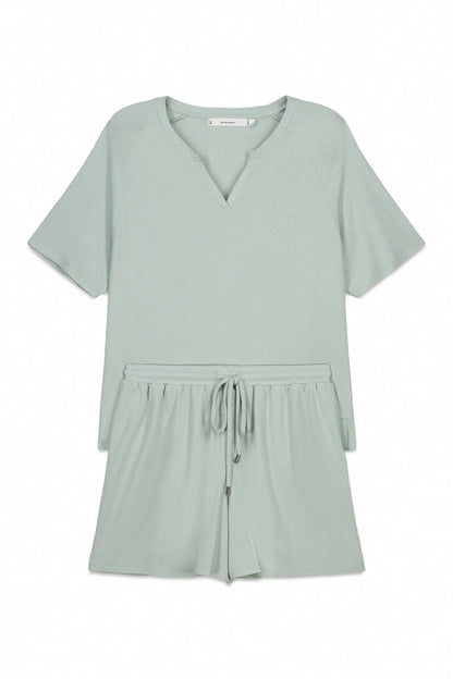 Women Secret Green Women Green Waffle Knit Short Pyjamas SKU: 4753106_21 Image 08