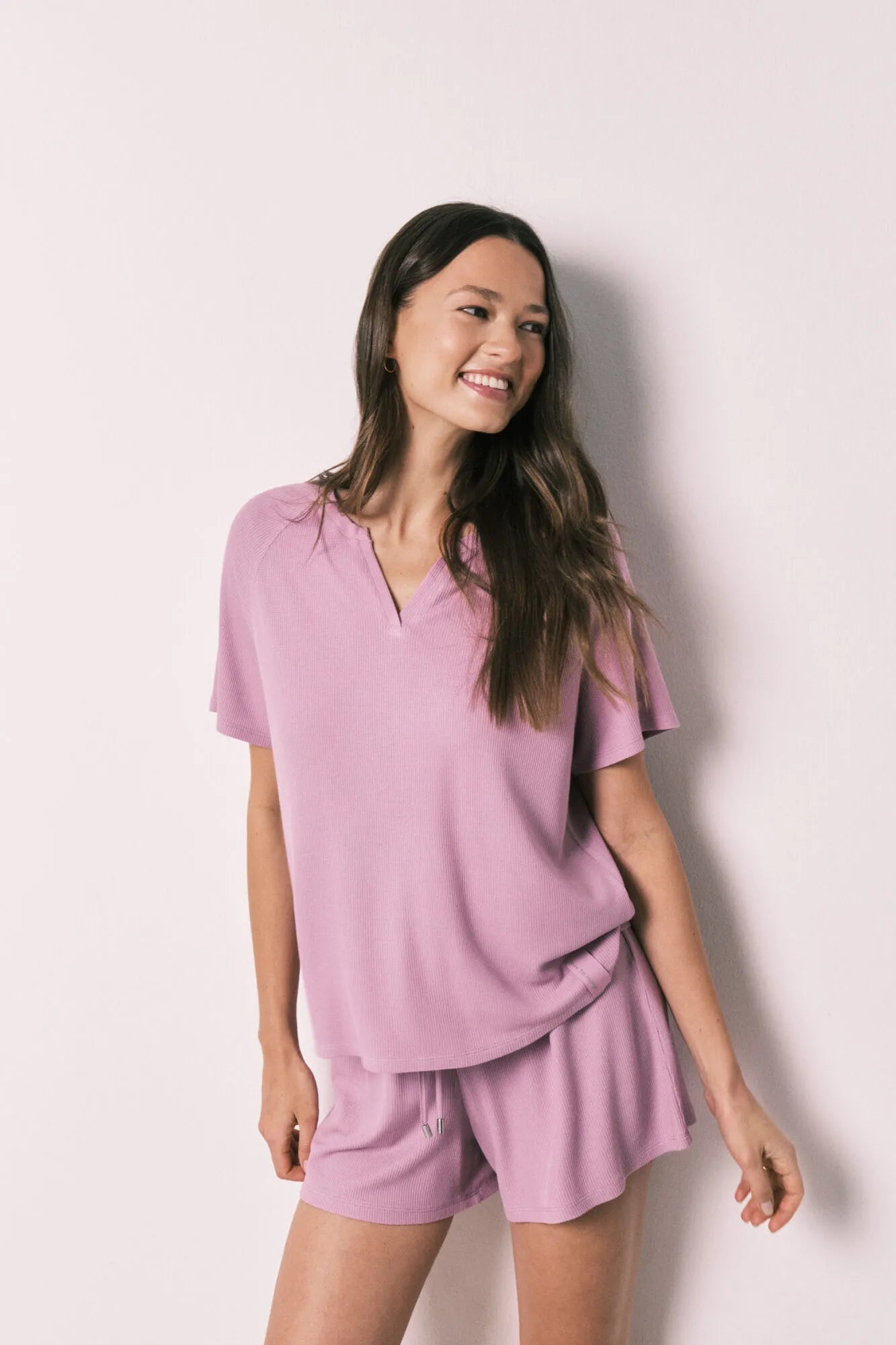 Women Secret Pink Women Pink Waffle Short Pyjamas SKU: 4753107_72 Image 01