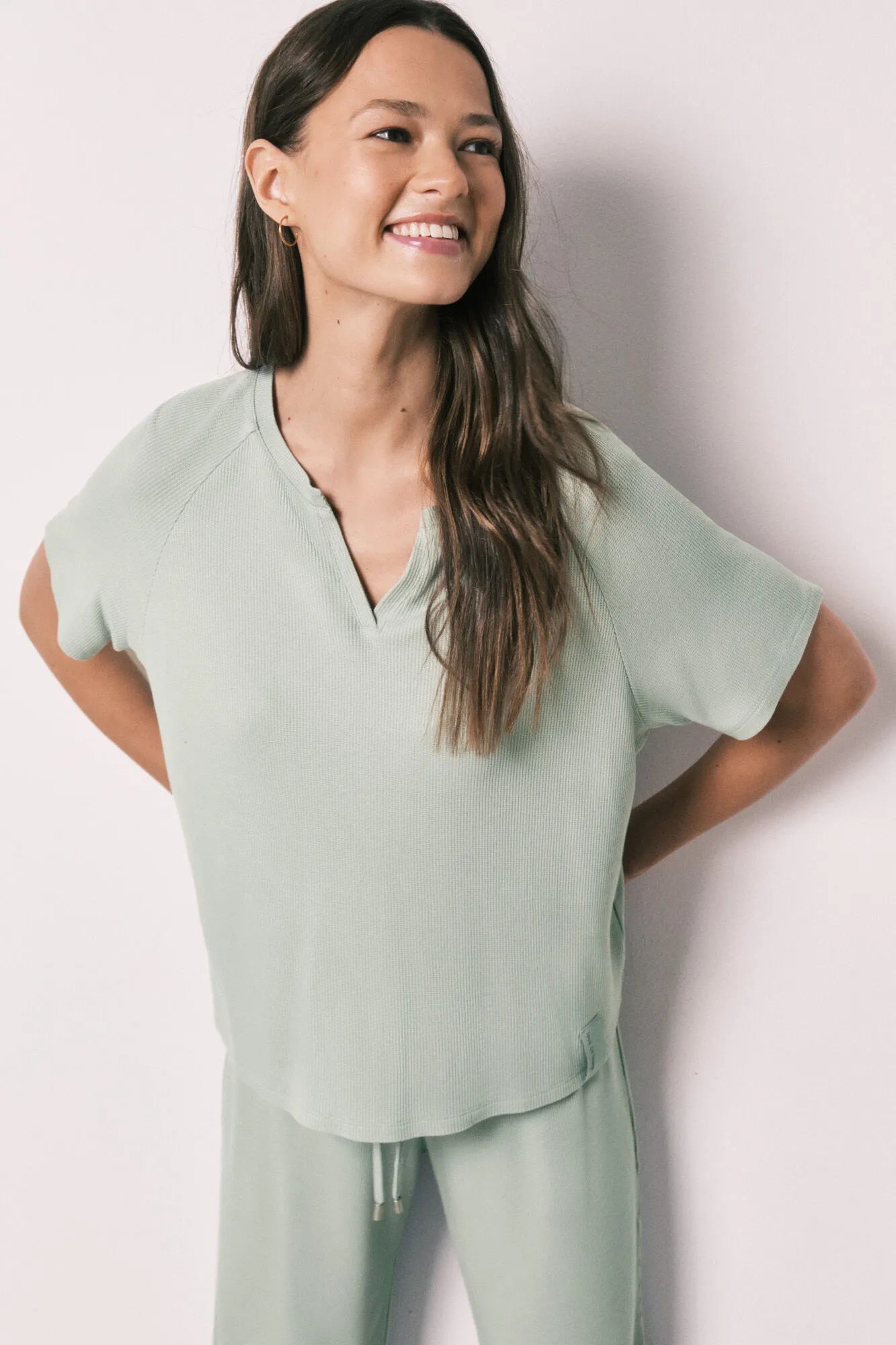 Women Secret Green Women Green Waffle Capri Pyjamas SKU: 4753108_21 Image 01