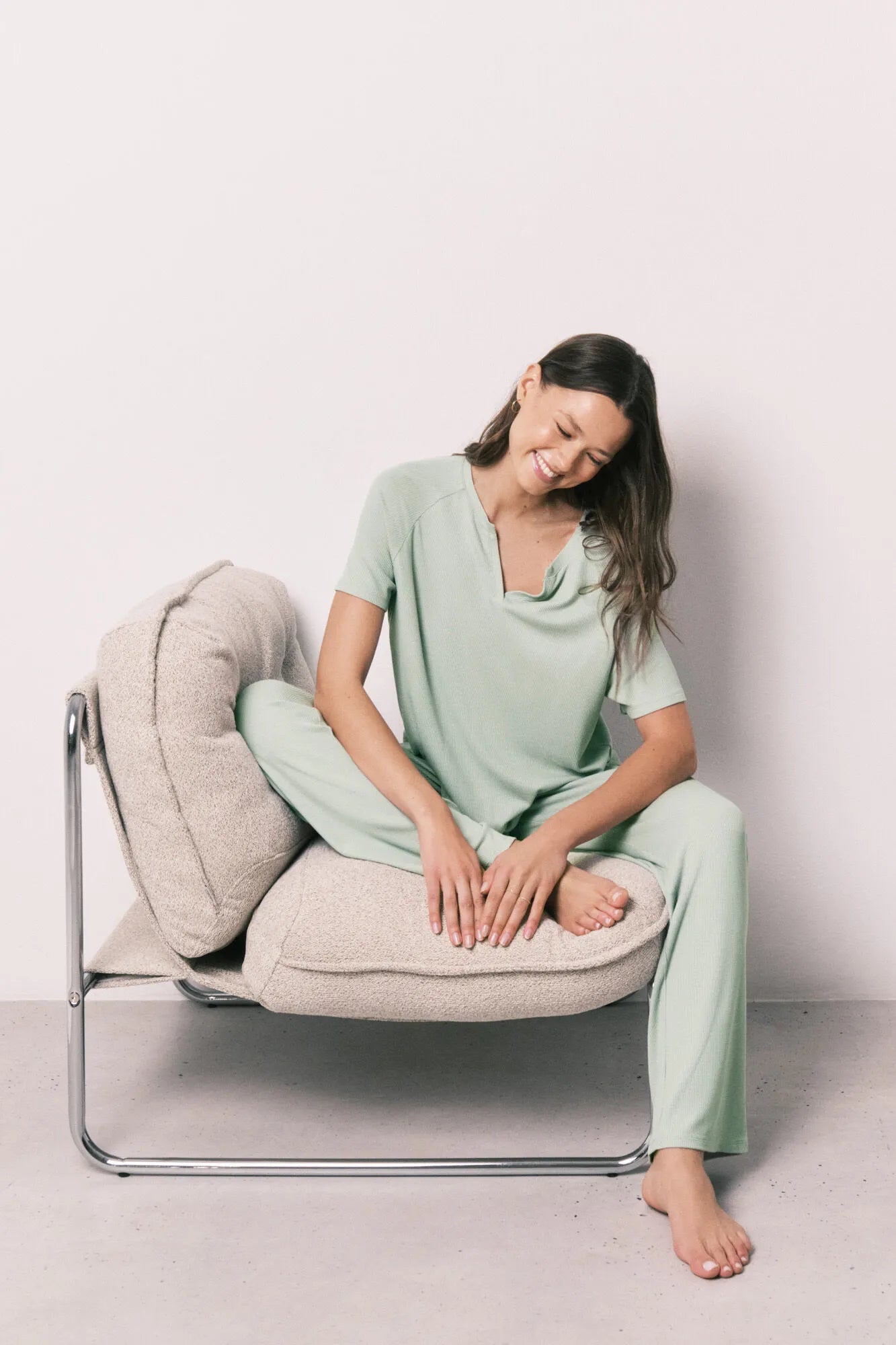 Women Secret Green Women Green Waffle Capri Pyjamas SKU: 4753108_21 Image 02