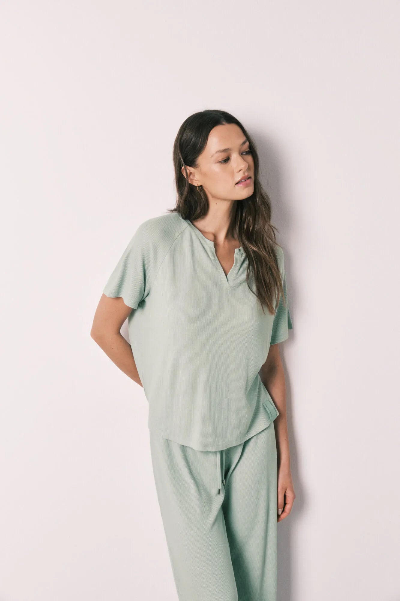 Women Secret Green Women Green Waffle Capri Pyjamas SKU: 4753108_21 Image 04