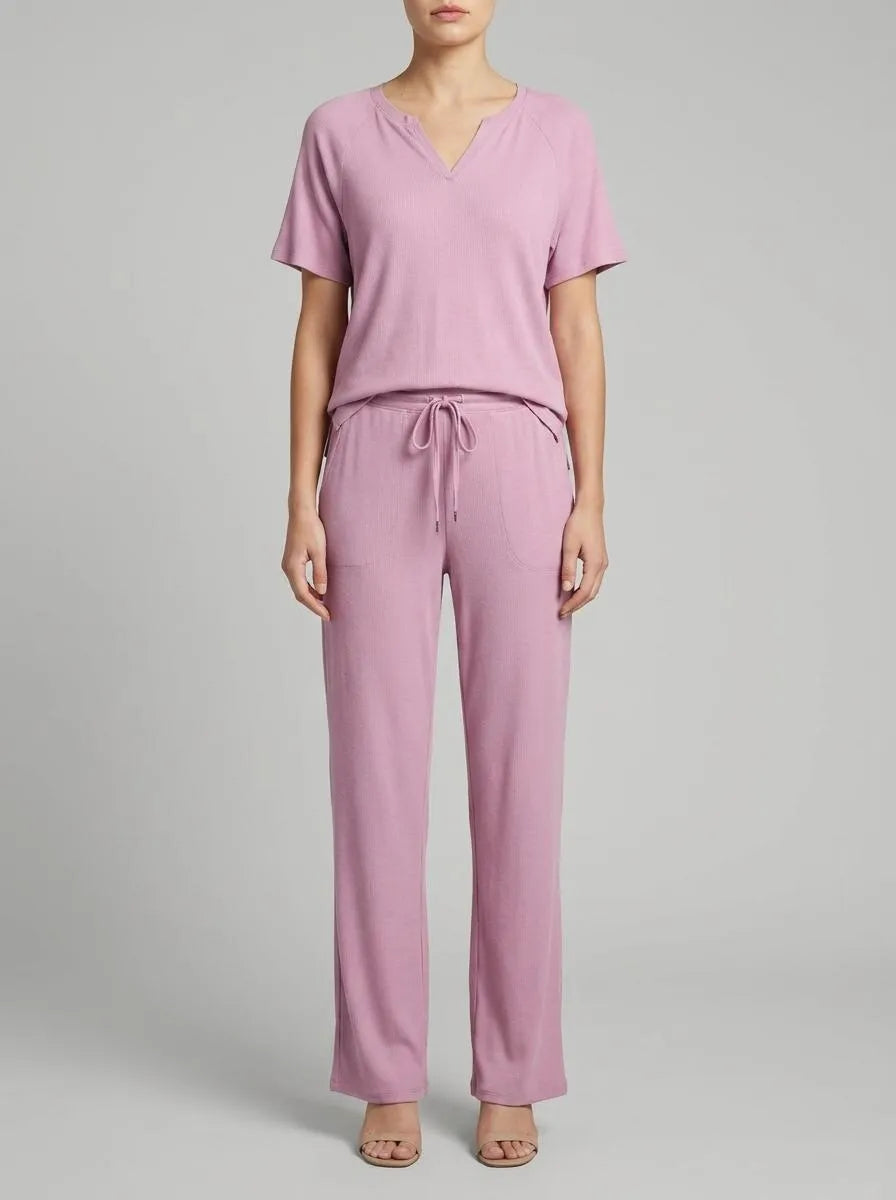 Women Secret Pink Women Pink Waffle Texture Capri Pyjamas SKU: 4753109_72 Image 00