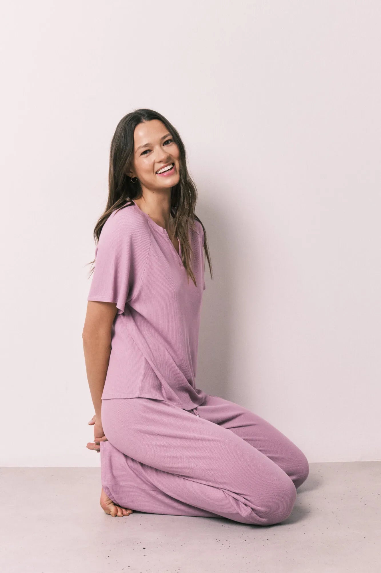 Women Secret Pink Women Pink Waffle Texture Capri Pyjamas SKU: 4753109_72 Image 01
