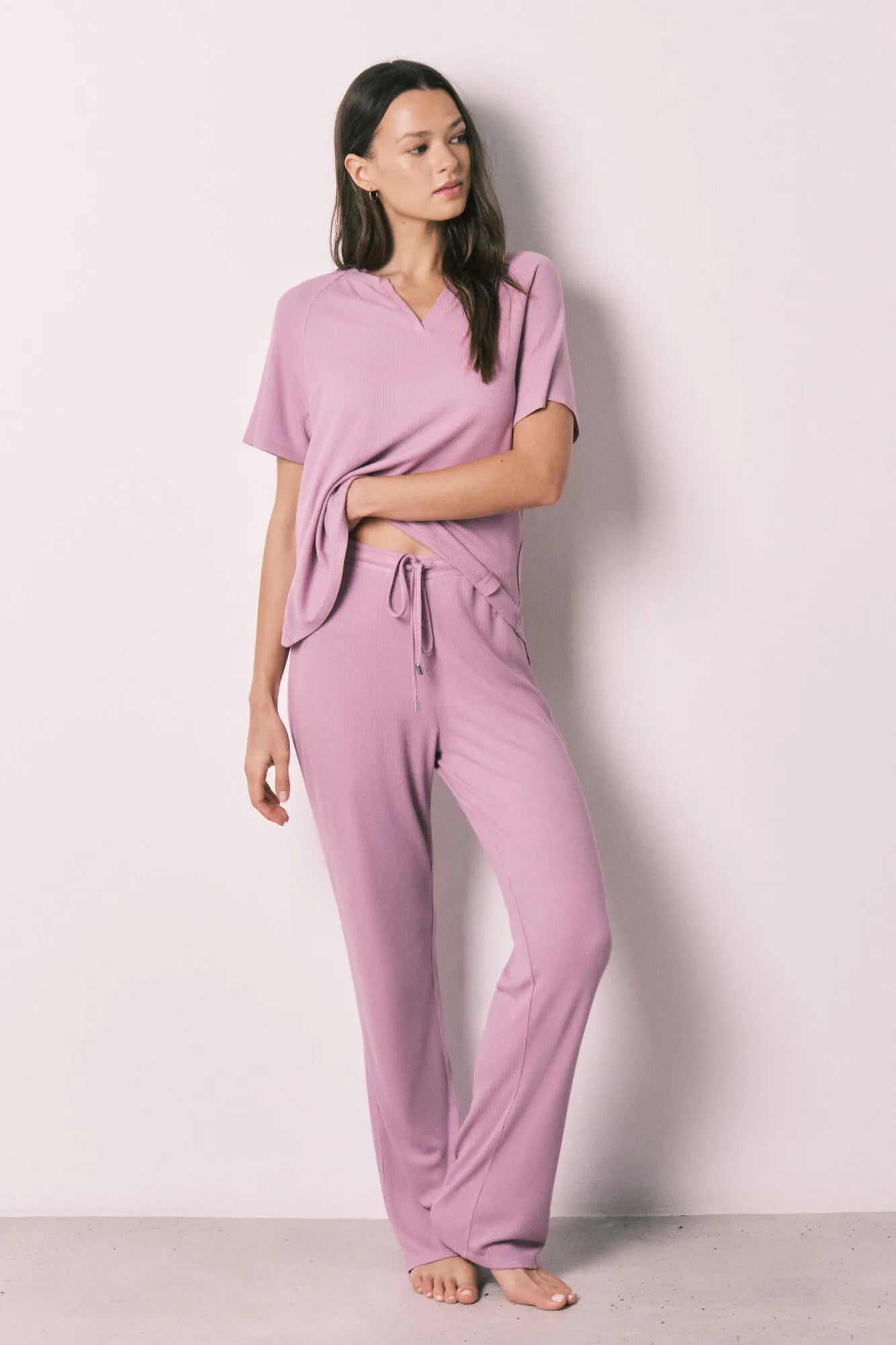 Women Secret Pink Women Pink Waffle Texture Capri Pyjamas SKU: 4753109_72 Image 03