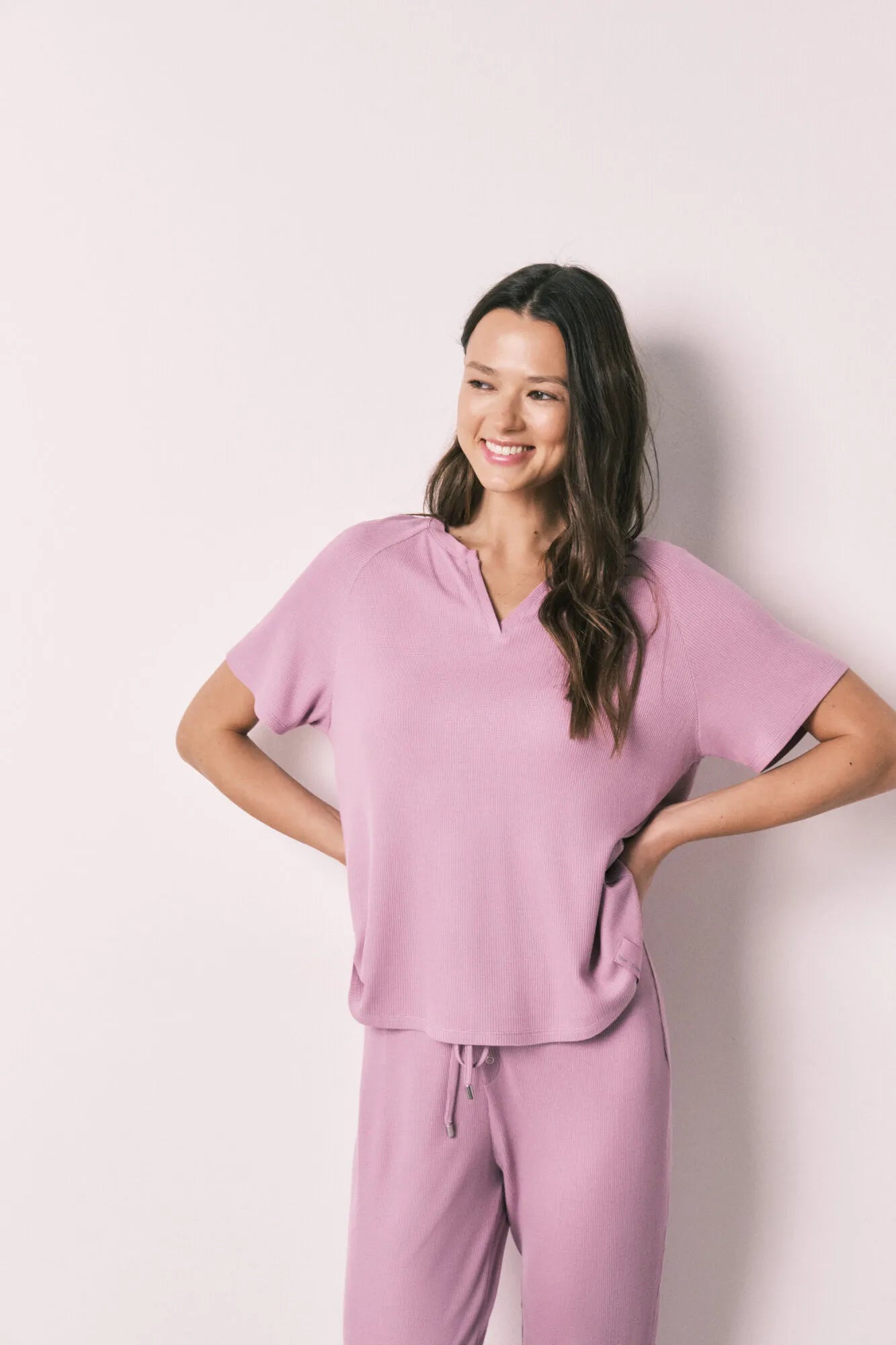 Women Secret Pink Women Pink Waffle Texture Capri Pyjamas SKU: 4753109_72 Image 04