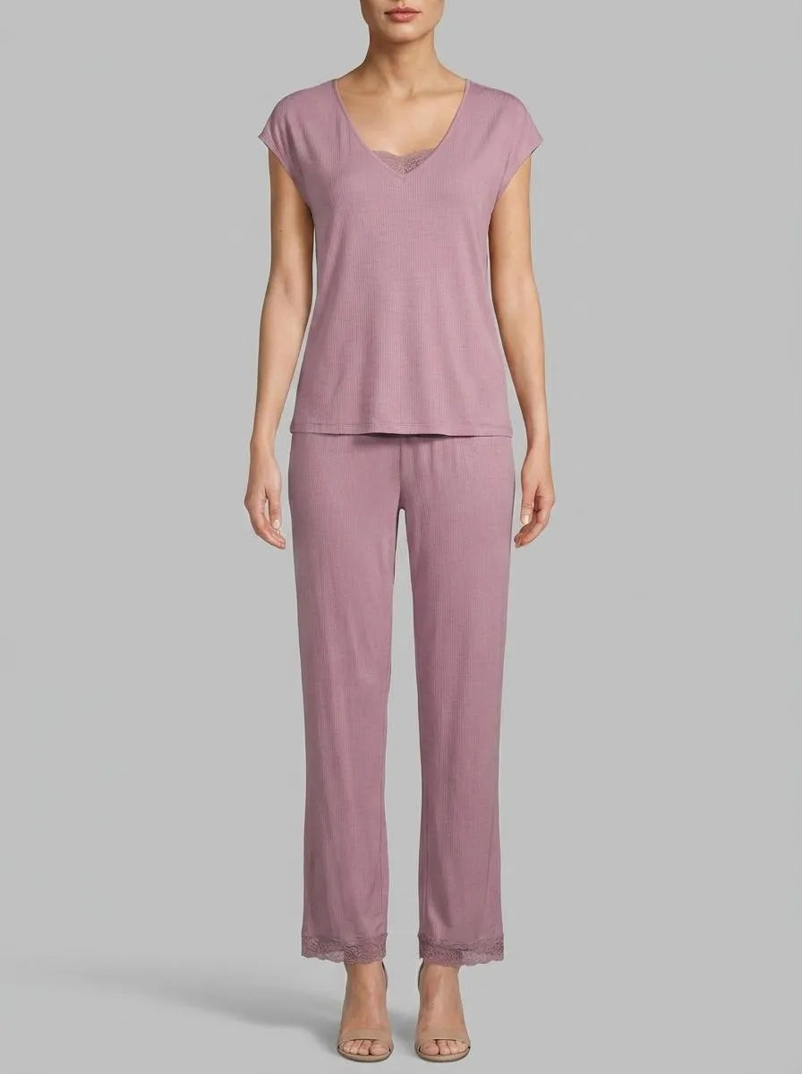 Women Secret Pink Women Pink Viscose Soft Touch Capri Pyjamas SKU: 4753111_73 Image 00
