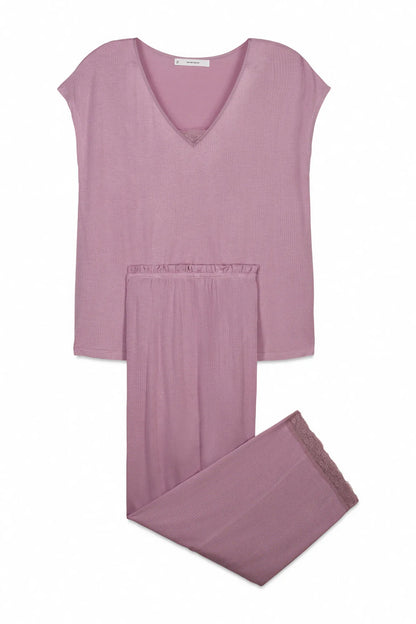 Women Secret Pink Women Pink Viscose Soft Touch Capri Pyjamas SKU: 4753111_73 Image 07