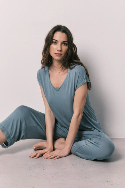 Women Secret Medium Blue Women Blue Viscose Soft Touch Capri Pyjamas SKU: 4753112_15 Image 01