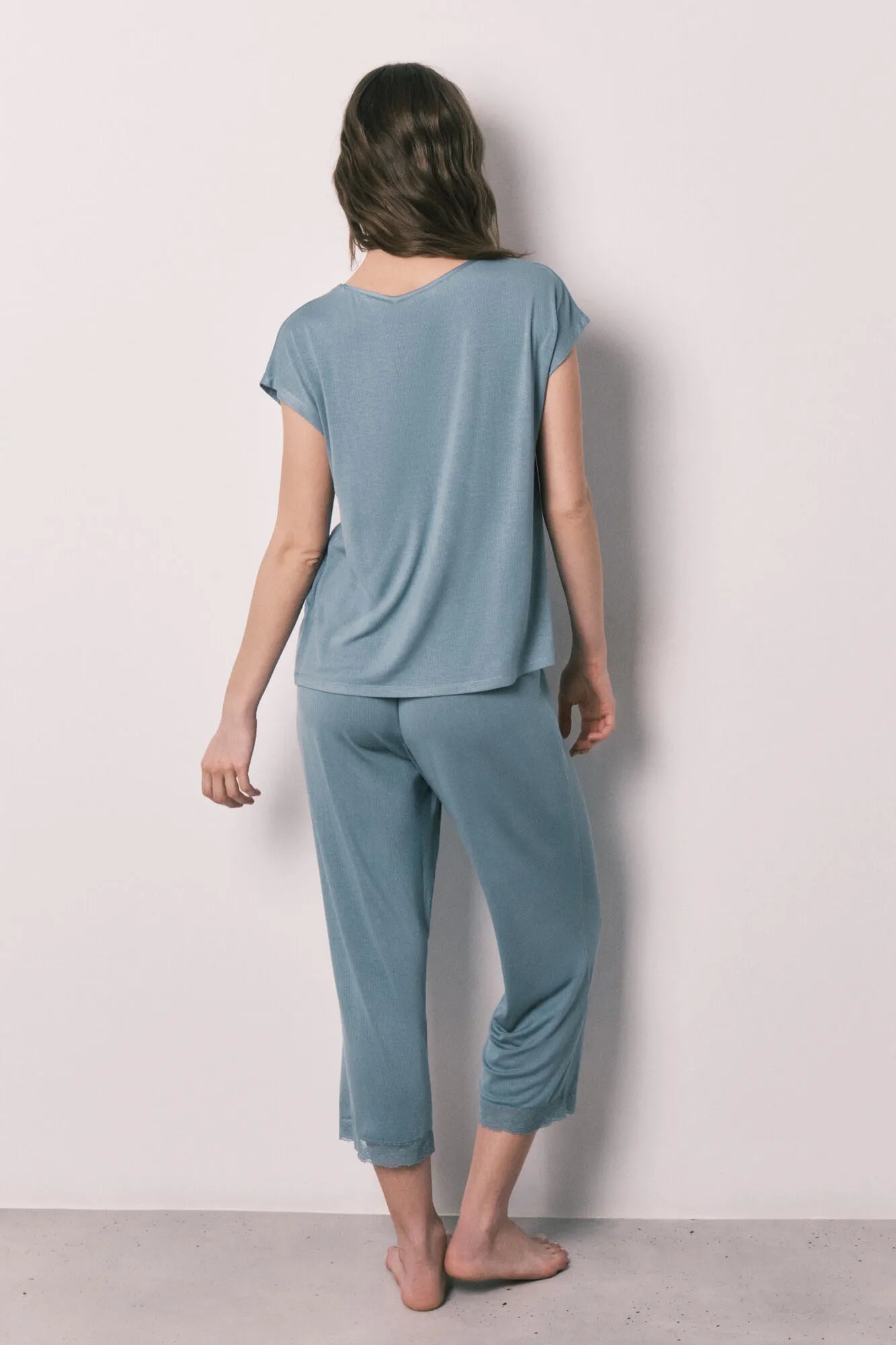 Women Secret Medium Blue Women Blue Viscose Soft Touch Capri Pyjamas SKU: 4753112_15 Image 05