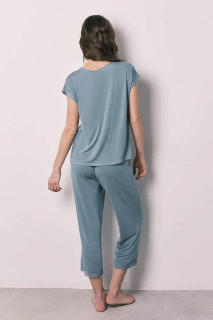 Women Secret Medium Blue Women Blue Viscose Soft Touch Capri Pyjamas SKU: 4753112_15 Image 05