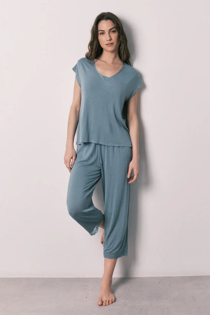 Women Secret Medium Blue Women Blue Viscose Soft Touch Capri Pyjamas SKU: 4753112_15 Image 06