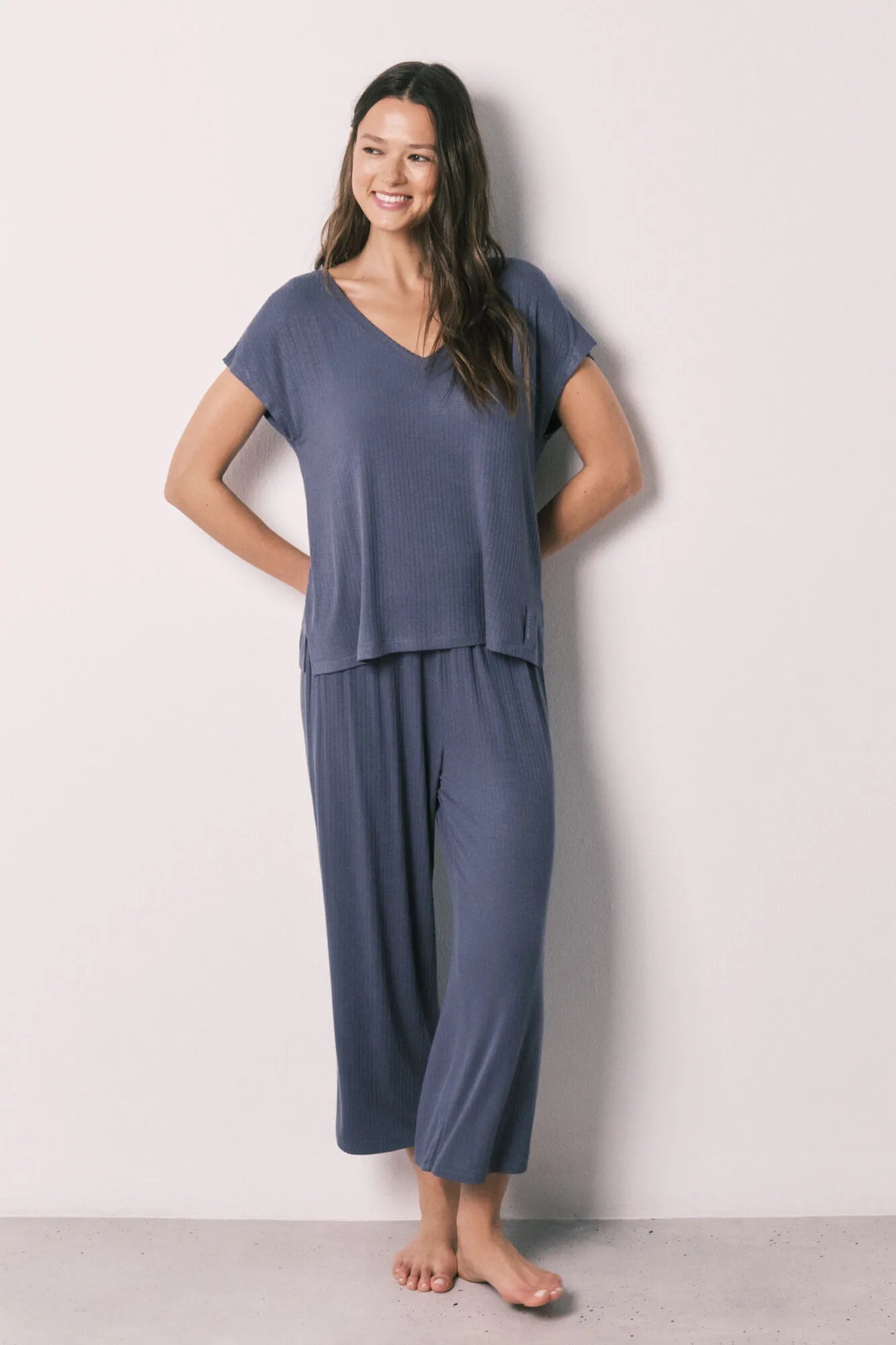 Women Secret Medium Blue Women Blue Soft Viscose Capri Pyjamas SKU: 4753115_15 Image 01