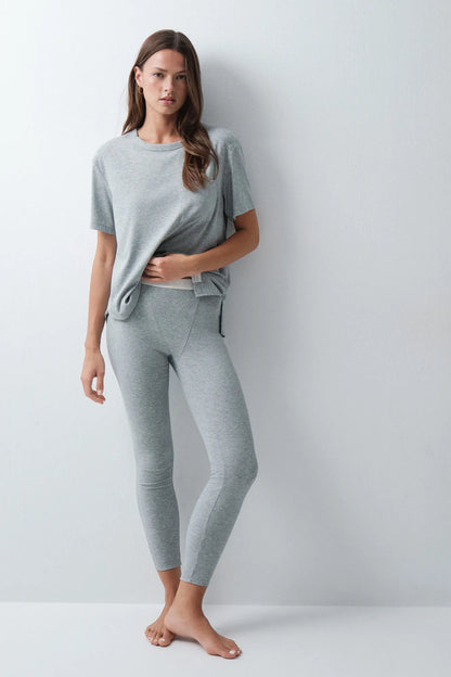Women Secret Medium Grey Women Grey Long Pyjamas T-Shirt Leggings SKU: 4754187_46 Image 06