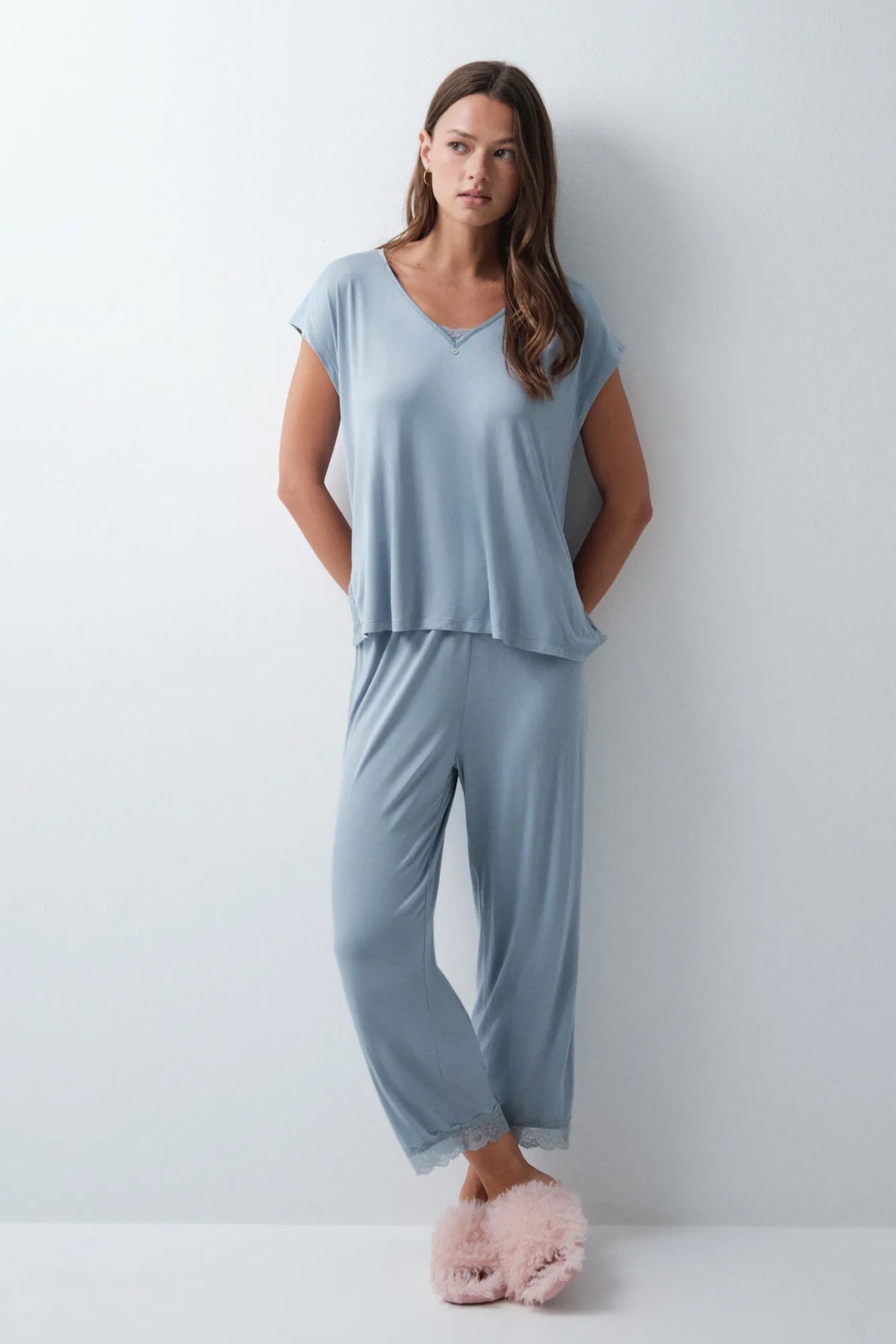 Women Secret Medium Blue Women Pale Blue Capri Pyjamas SKU: 4754190_12 Image 02
