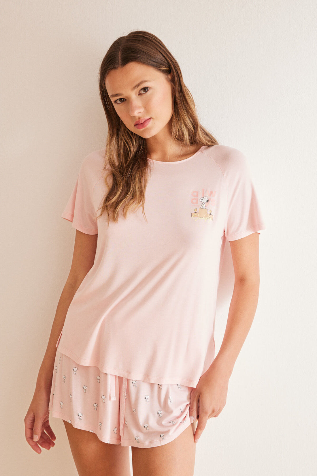 Short Pajamas Soft Touch Pink Snoopy_01