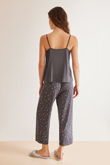 Pajama Capri Soft Touch Gray Stars_05