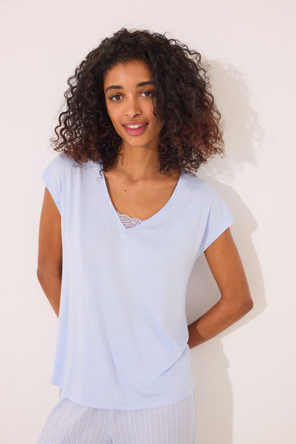 Women Secret_Capri Pyjamas with Blue Striped Viscose_4759924_28_01