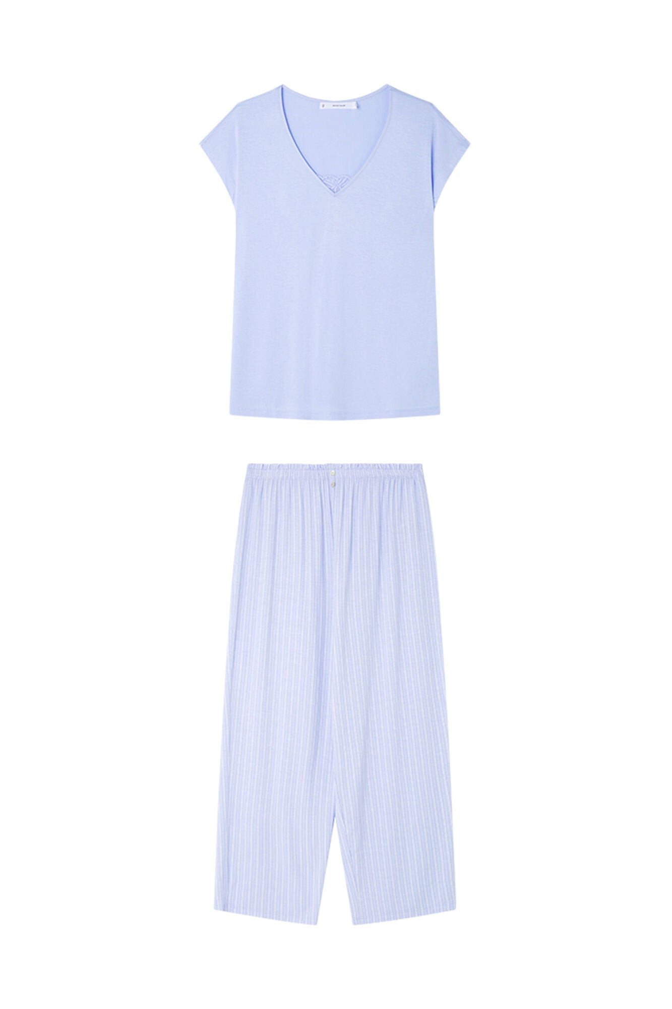 Women Secret_Capri Pyjamas with Blue Striped Viscose_4759924_28_06