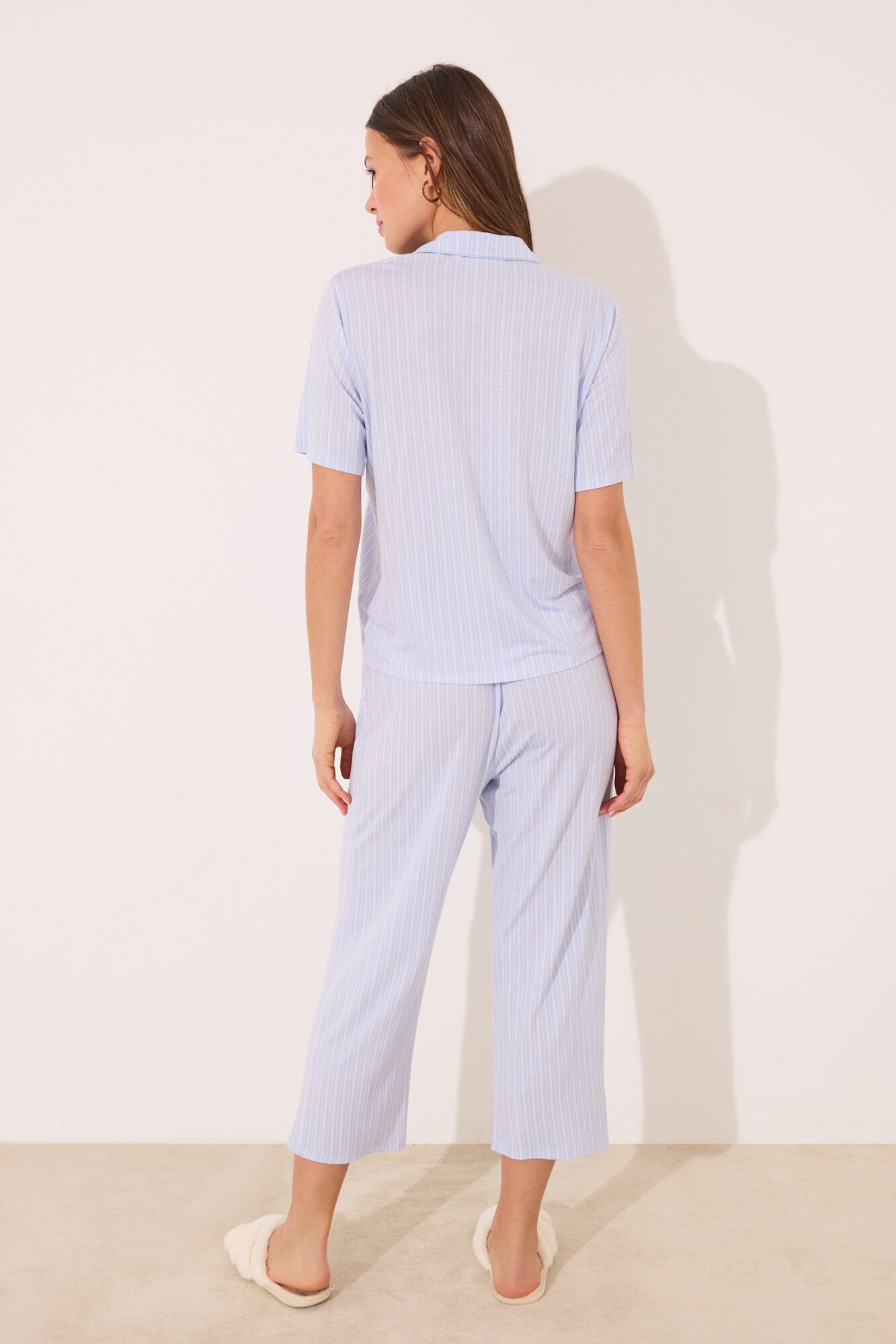 Women Secret_Capri Viscose Blue Striped Classic Pyjamas_4759926_28_04