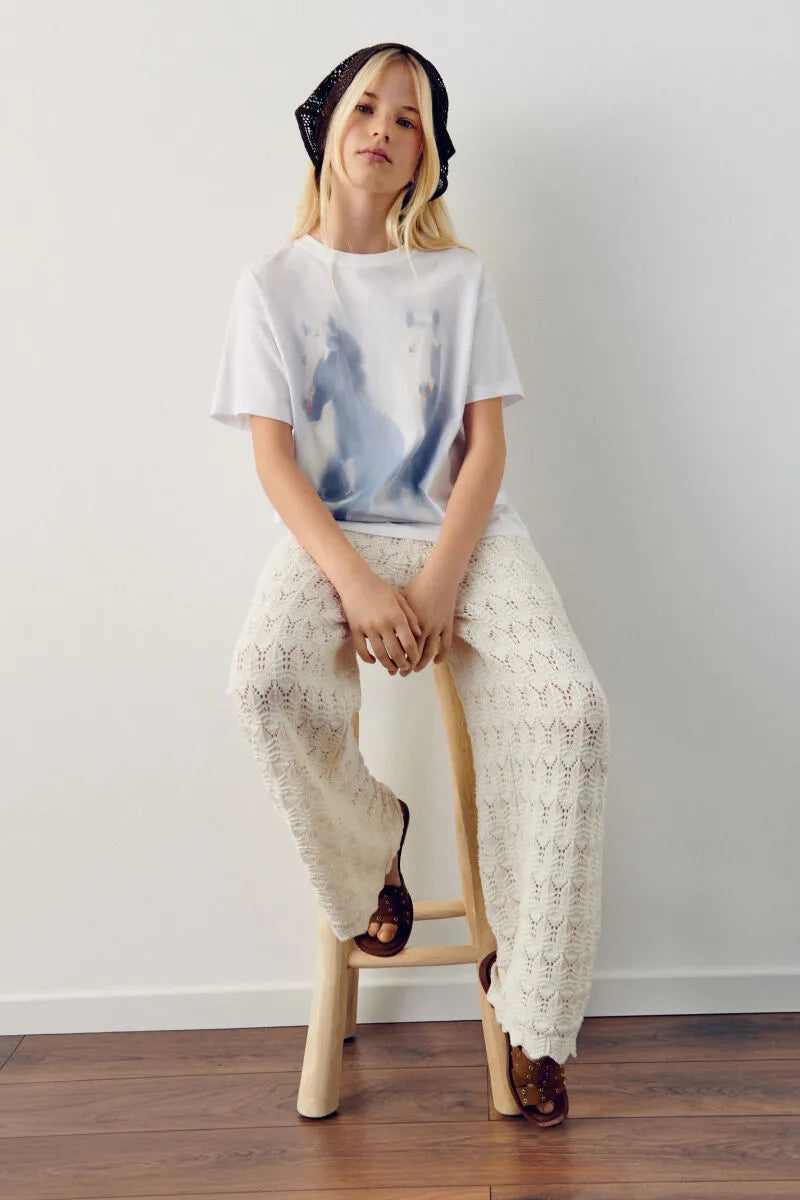 Springfield White Girls Crochet Trousers SKU: 4793001_96 Image 01