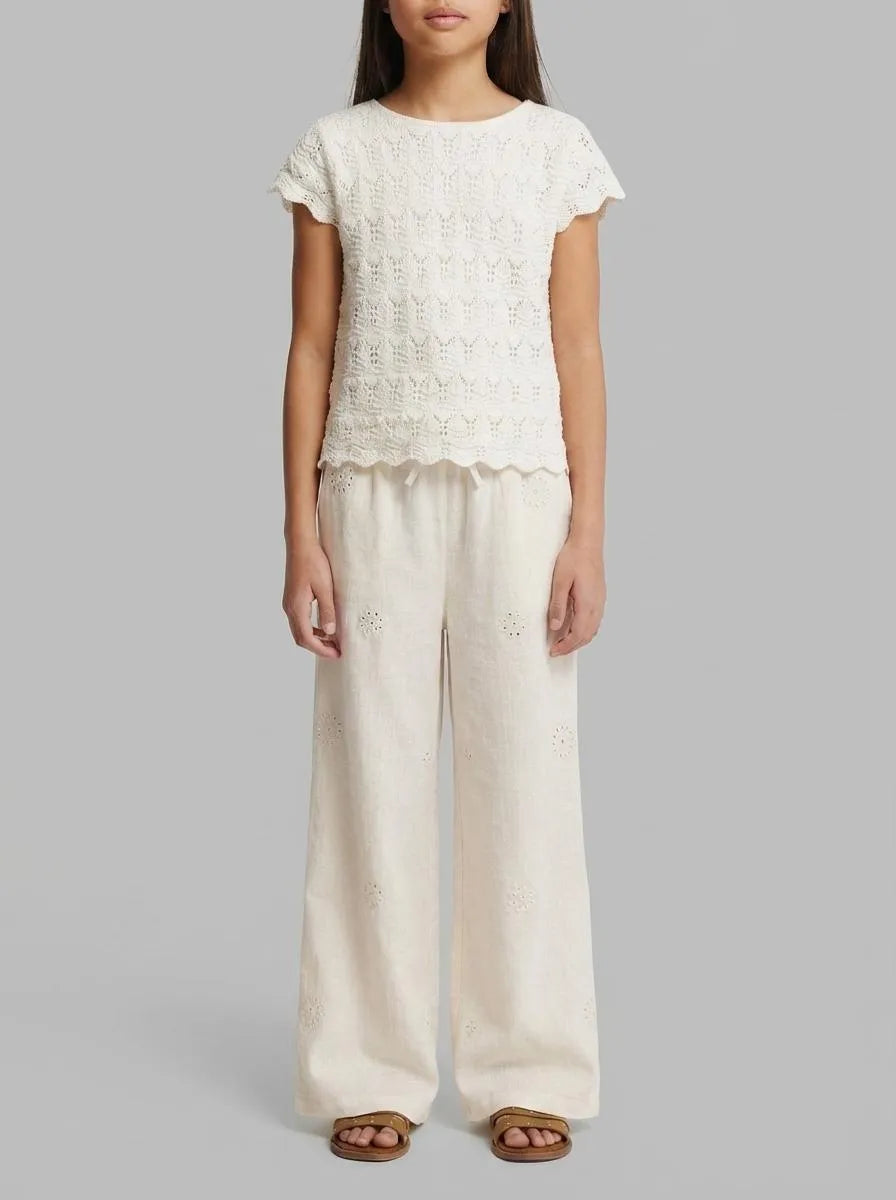 Springfield Beige Girls Fluid Embroidered Trousers SKU: 4793002_37 Image 00
