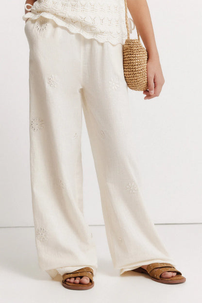 Springfield Beige Girls Fluid Embroidered Trousers SKU: 4793002_37 Image 03