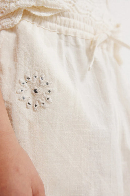 Springfield Beige Girls Fluid Embroidered Trousers SKU: 4793002_37 Image 06
