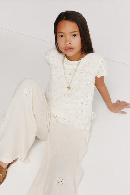Springfield Beige Girls Fluid Embroidered Trousers SKU: 4793002_37 Image 07