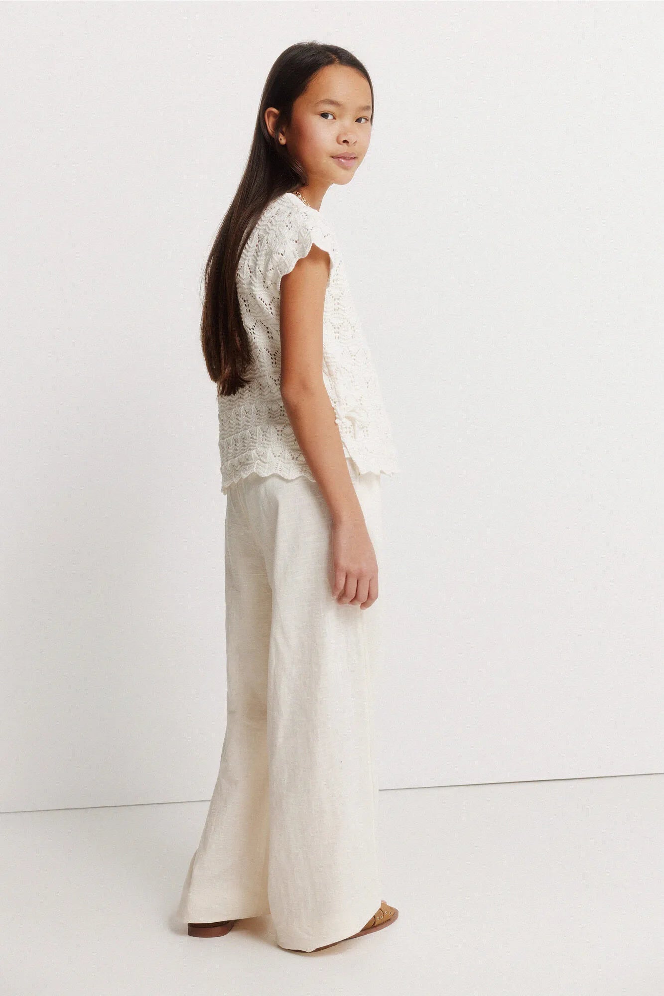 Springfield Beige Girls Fluid Embroidered Trousers SKU: 4793002_37 Image 08