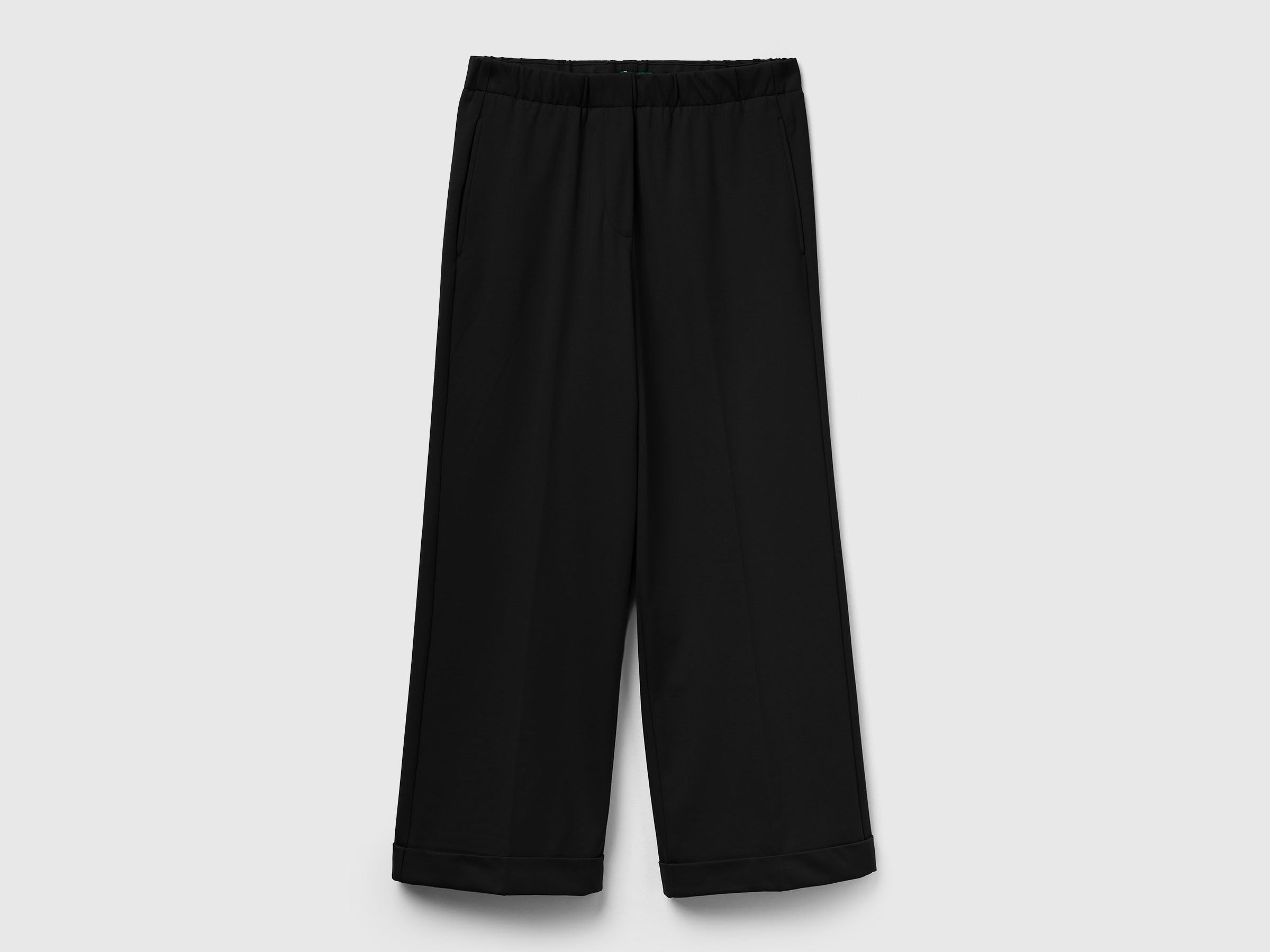 Benetton_Black_Trousers with Elastic Waist_47CKDF09Y_100_01